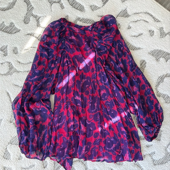 MAEVE Anthropologie Floral Open Back Tunic Blouse Sz M - Picture 3 of 5